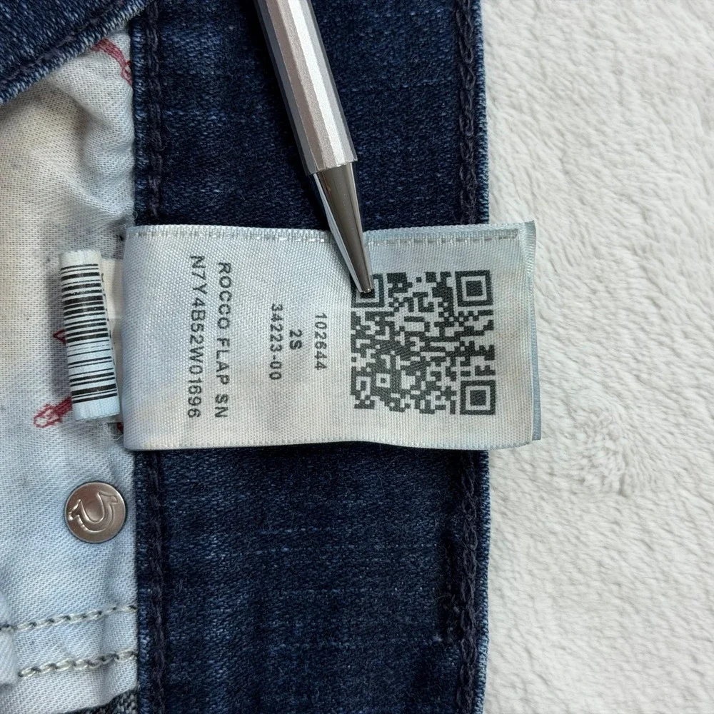 True Religion Rocco Flap Jeans Mens 33 Blue Good Relaxed Skinny N7Y4B52W01696